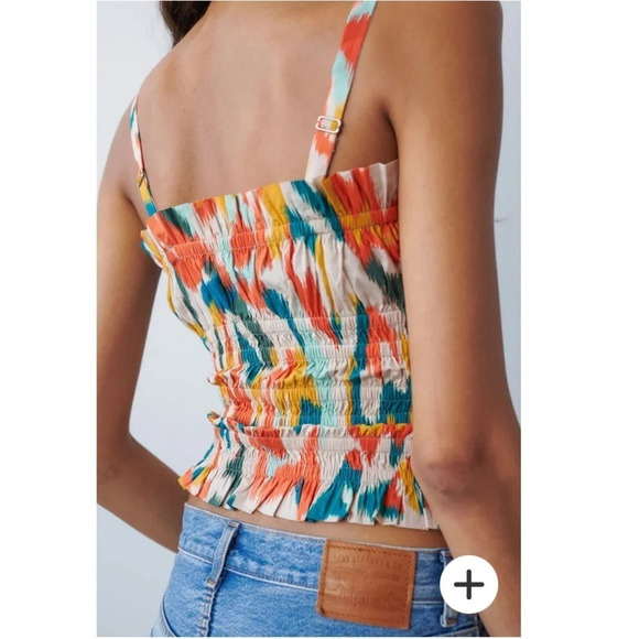 Chufy Tank Blouse Ruched Smocked Crop S Jimmy Tara Red - Picture 4 of 11